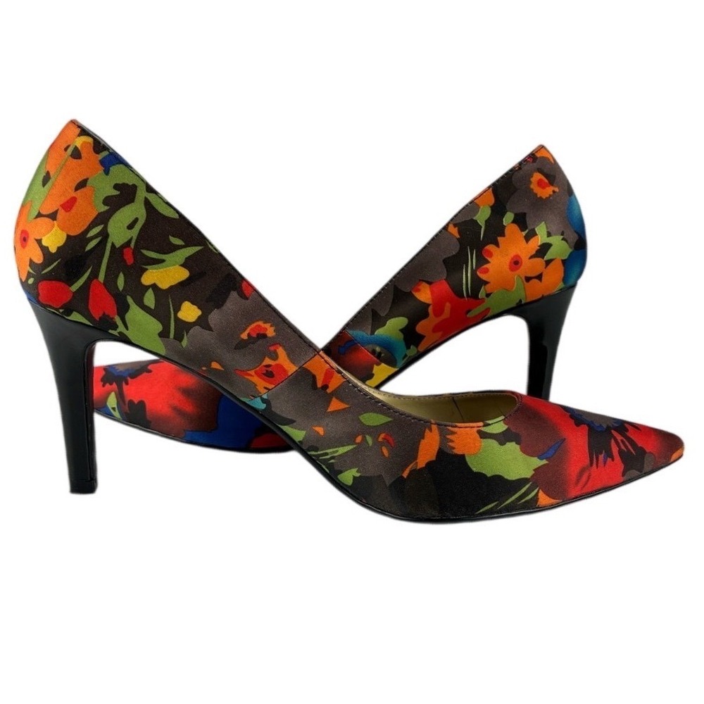 J. Renee Pegasus Floral Satin Pointed‎ Toe Stiletto Heels Size 8.5